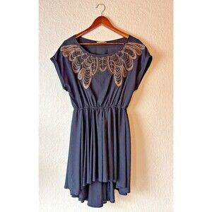 Double Zero Black High Low Dress With Beaded Feather Emblishments Juniors L